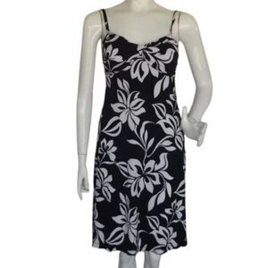 TOMMY BAHAMA Summer Dress, S, Spaghetti straps, Twist front, Black & White